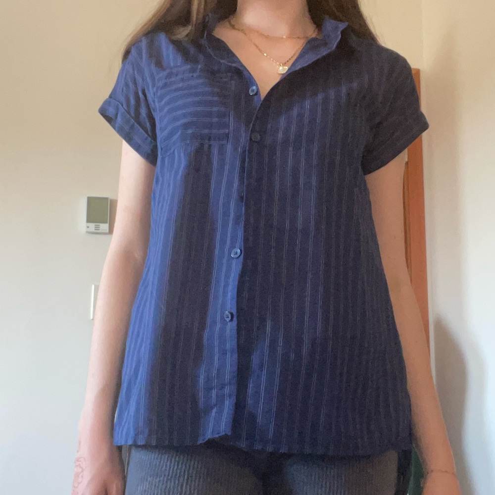 Exofficio Blue Casual Button Down Shirt with Stripes